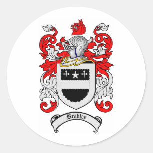 BRADLEY FAMILY CREST - BRADLEY COAT WAPENS RONDE STICKER