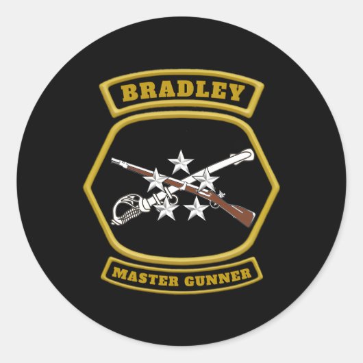 Bradley Master Gunner Emblem Ronde Sticker (Voorkant)