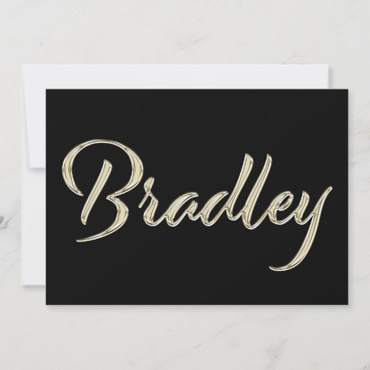 Bradley Name white gold Handwriting Karte Kaart (Voorkant)