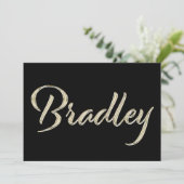 Bradley Name white gold Handwriting Karte Kaart (Staand voorkant)