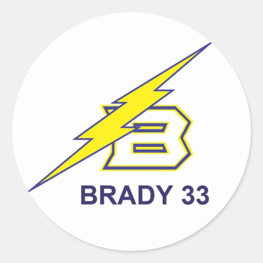 BRADY 33 RONDE STICKER (Voorkant)