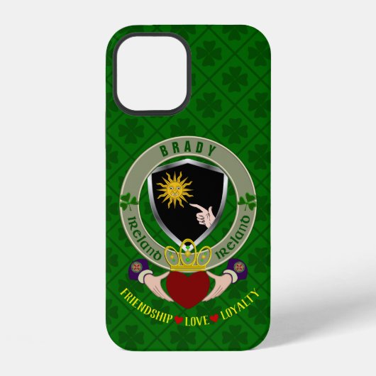 Brady Ierse Schild & Claddagh Gepersonaliseerd  iPhone Hoesje (Achterkant)