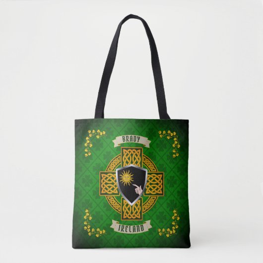 Brady Irish Shield & Celtic Cross Personalized Tote Bag (Voorkant)