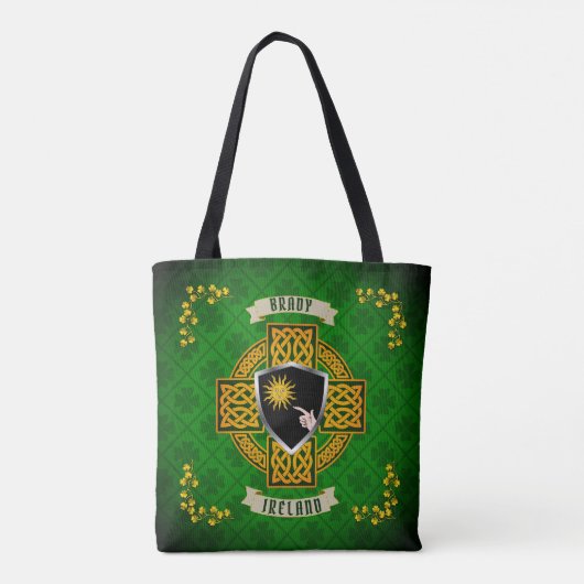 Brady Irish Shield & Celtic Cross Personalized Tote Bag (Achterkant)