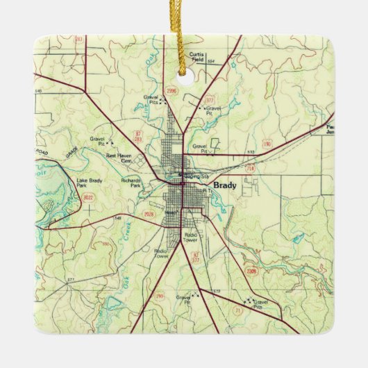 Brady TX Topo Keramisch Ornament (Voorkant)