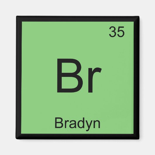 Bradyn naam scheikunde element periodiek systeem magneet (Voorkant)