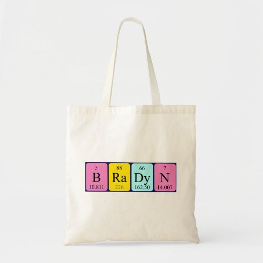 Bradyn periodieke tabelnaam canvas tas (Voorkant)