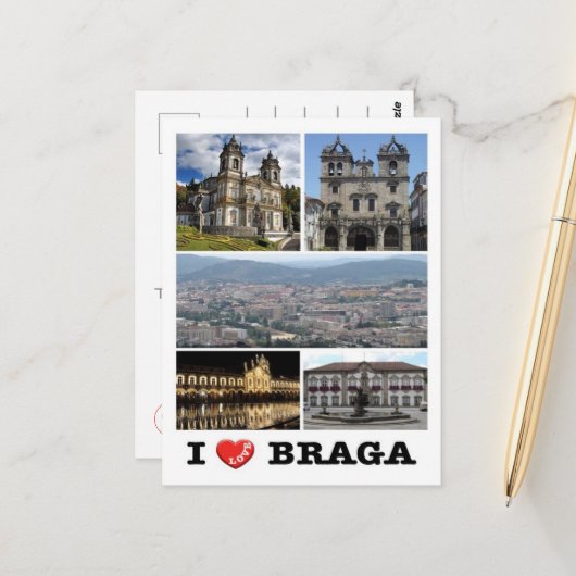 Braga - I Love - Portugal - Briefkaart (Voorkant / Achterkant in situ)