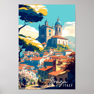 Braga Italië vintage reisillustratie Poster