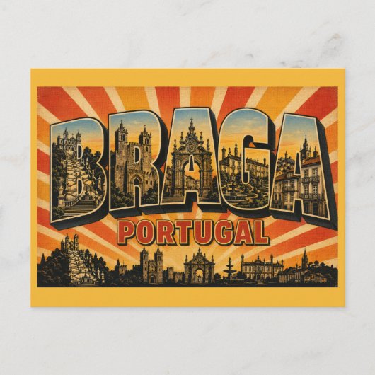 Braga Portugal Oude Aartsbisdom Briefkaart (Voorkant)