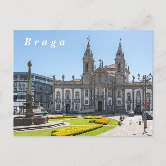 Braga. Uitzicht van het stadscentrum. Briefkaart (Voorkant)