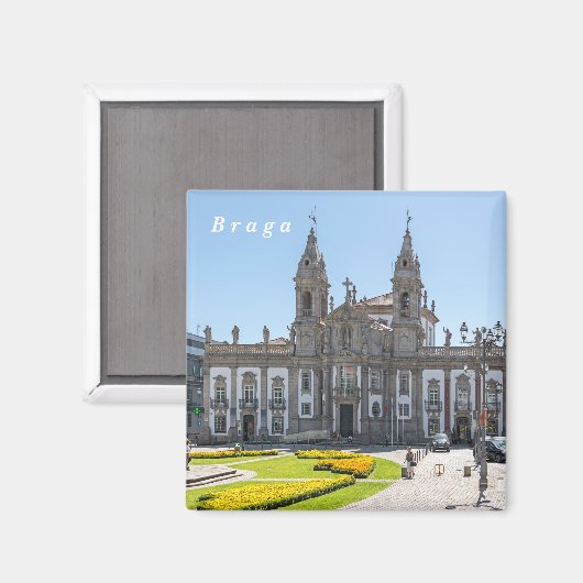 Braga. Uitzicht van het stadscentrum. Magneet (Voorkant / Achterkant)
