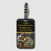 Brahma boer met levendige vogels in de schemering bagagelabel (Voorkant (verticaal))