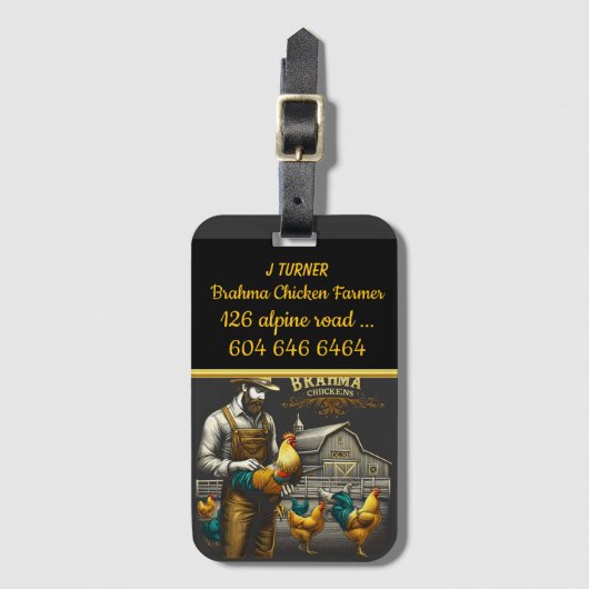 Brahma boer met levendige vogels in de schemering bagagelabel (Voorkant (verticaal))