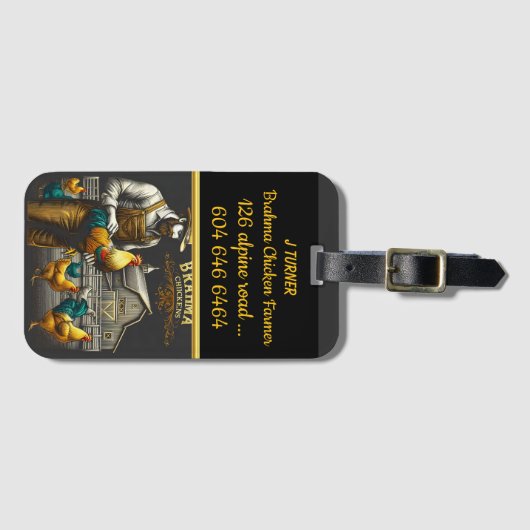 Brahma boer met levendige vogels in de schemering bagagelabel (Voorkant (horizontaal))