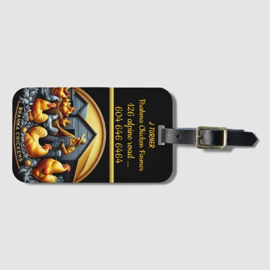 Brahma boer zorgt voor gelukkige kippen bagagelabel (Voorkant (horizontaal))