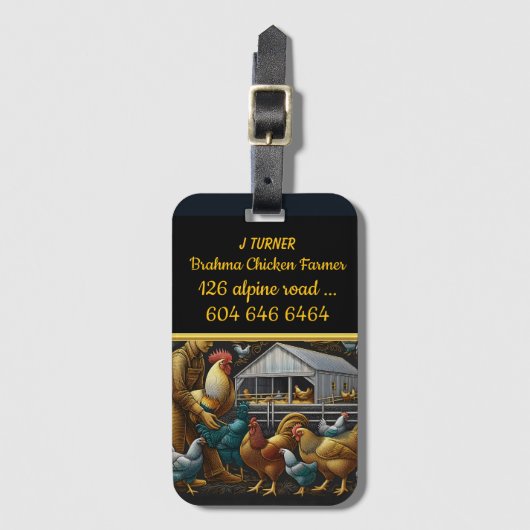 Brahma Chickens op een zonnige dag van het Boerder Bagagelabel (Voorkant (verticaal))