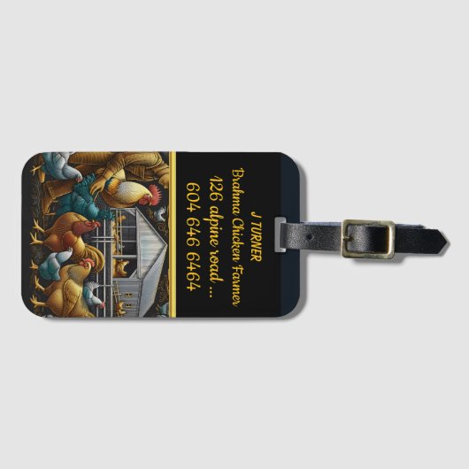 Brahma Chickens op een zonnige dag van het Boerder Bagagelabel (Voorkant (horizontaal))