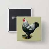 Brahma: Donkere rooster Vierkante Button 5,1 Cm (Voorkant /achterkant)