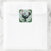 Brahma: Fancy donkere rooster Vierkante Sticker (Tas)