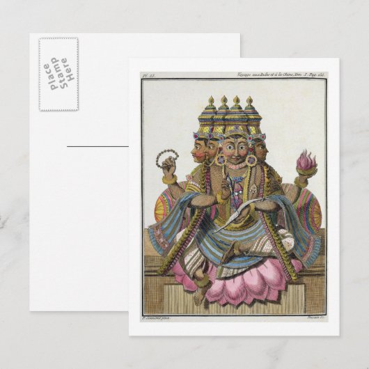 Brahma, hindoe god van de schepping, uit 'Voyage a Briefkaart (Voorkant / Achterkant)