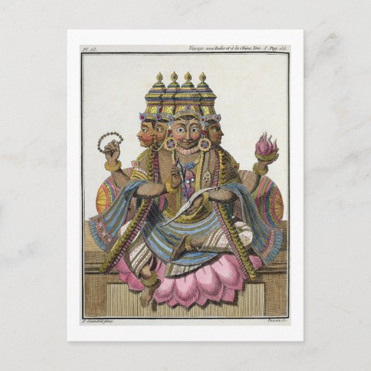 Brahma, hindoe god van de schepping, uit 'Voyage a Briefkaart (Voorkant)