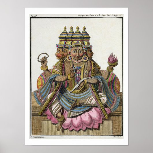 Brahma, Hindu god of creation, from 'Voyage aux In Poster (Voorkant)