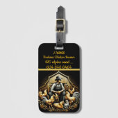 Brahma kippenboer die zijn kudde in de schemering  bagagelabel (Voorkant (verticaal))