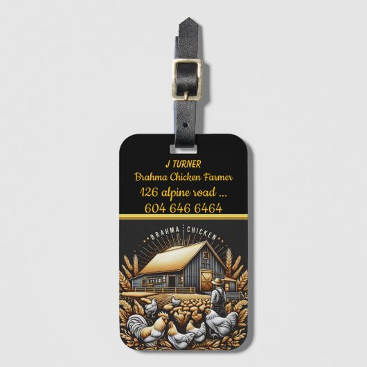 Brahma kippenboer in Bright Barnyard Bagagelabel (Voorkant (verticaal))