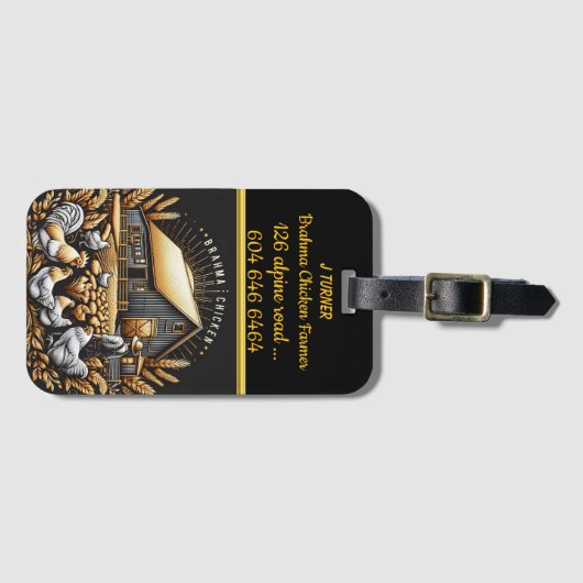 Brahma kippenboer in Bright Barnyard Bagagelabel (Voorkant (horizontaal))