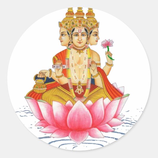 BRAHMA - PRAJAPATI - HINDU GODDESS RONDE STICKER (Voorkant)