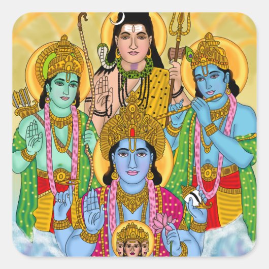 Brahma Vishnu Shiva Ram Krishna Sticker (Voorkant)