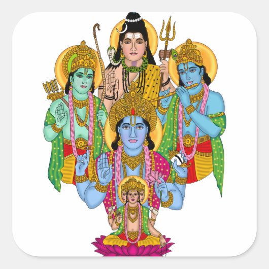 Brahma Vishnu Shiva Ram Krishna Sticker (Voorkant)