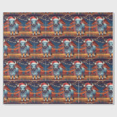 Brahman Bull Staande Bij Schuur Kerstmis Cadeaupapier (Vlak)