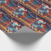 Brahman Bull Staande Bij Schuur Kerstmis Cadeaupapier (Hoek)