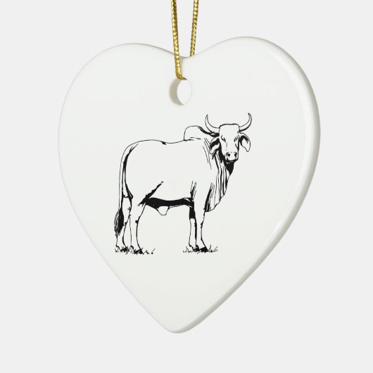 Brahman Cow Keramisch Ornament (Links)