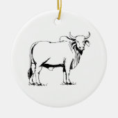 Brahman Cow Keramisch Ornament (Voorkant)