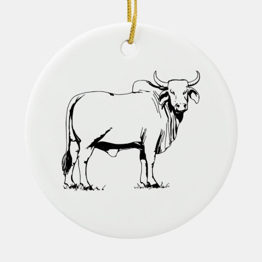 Brahman Cow Keramisch Ornament (Voorkant)