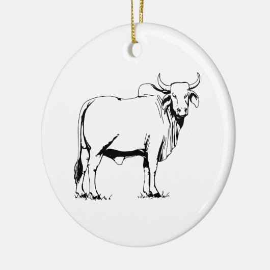 Brahman Cow Keramisch Ornament (Links)