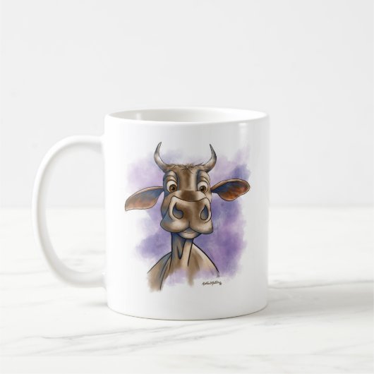 Brahman Koe Cartoon Koffiemok (Links)