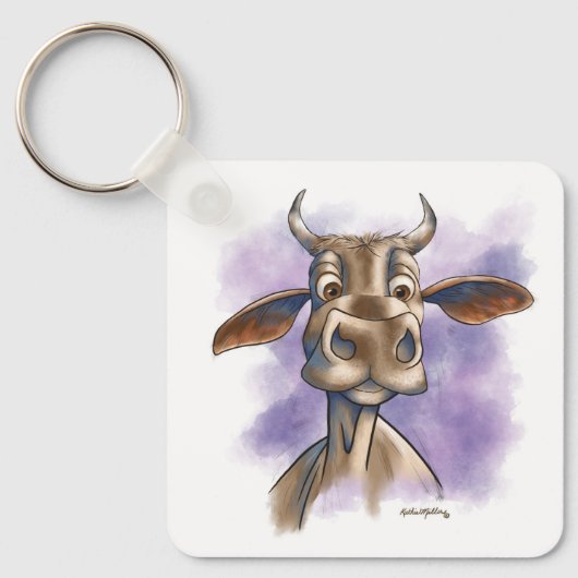 Brahman Koe Cartoon Sleutelhanger (Voorkant)