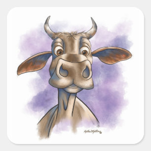 Brahman Koe Cartoon Vierkante Sticker