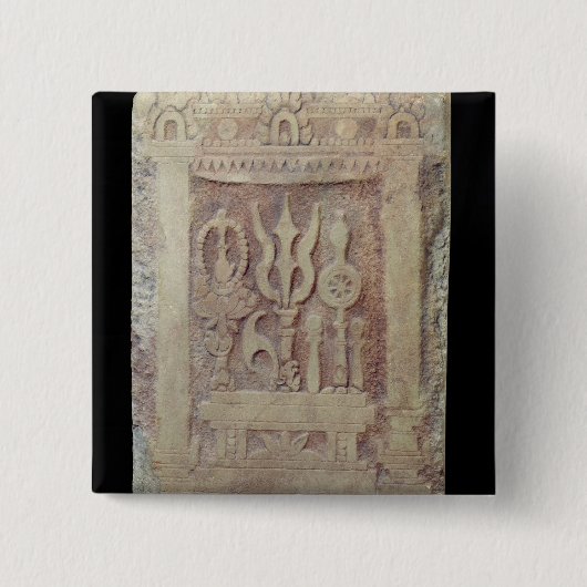 Brahman stele schildert de Trimurti af Vierkante Button 5,1 Cm (Voorkant)