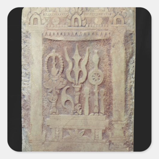 Brahman stele schildert de Trimurti af Vierkante Sticker (Voorkant)