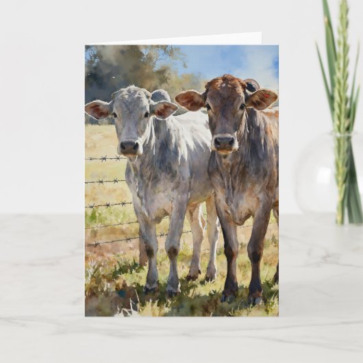 Brahman Vaarzen In Aquarel Kaart (Voorkant)