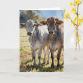 Brahman Vaarzen In Aquarel Kaart (Gele Bloem)