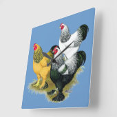 Brahmas Drie Hanen Vierkante Klok (Hoek)