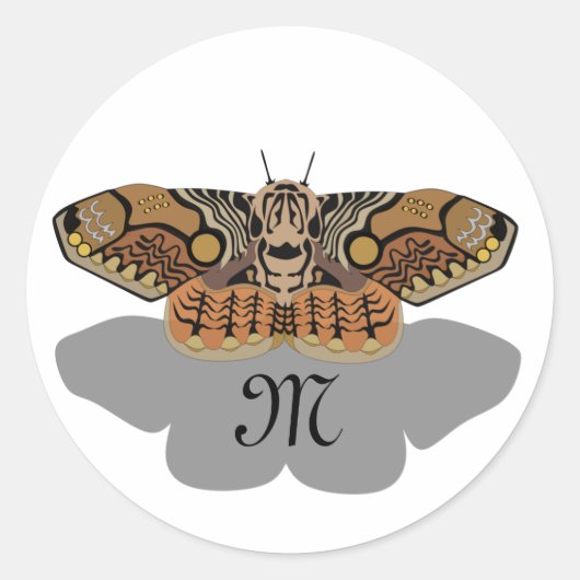 Brahmin Moth Monogram Ronde Sticker (Voorkant)