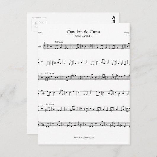 Brahms Lullaby Sheet Music Briefkaart (Voorkant / Achterkant)