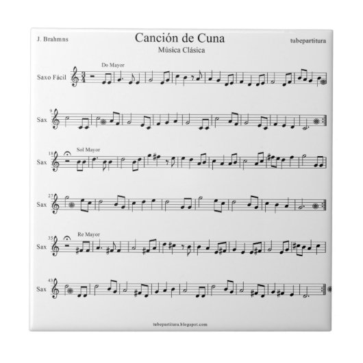 Brahms Lullaby Sheet Music Tegeltje (Voorkant)